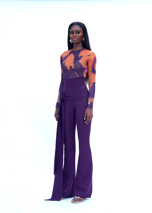 Tailored high waist statement pants with draped front detail