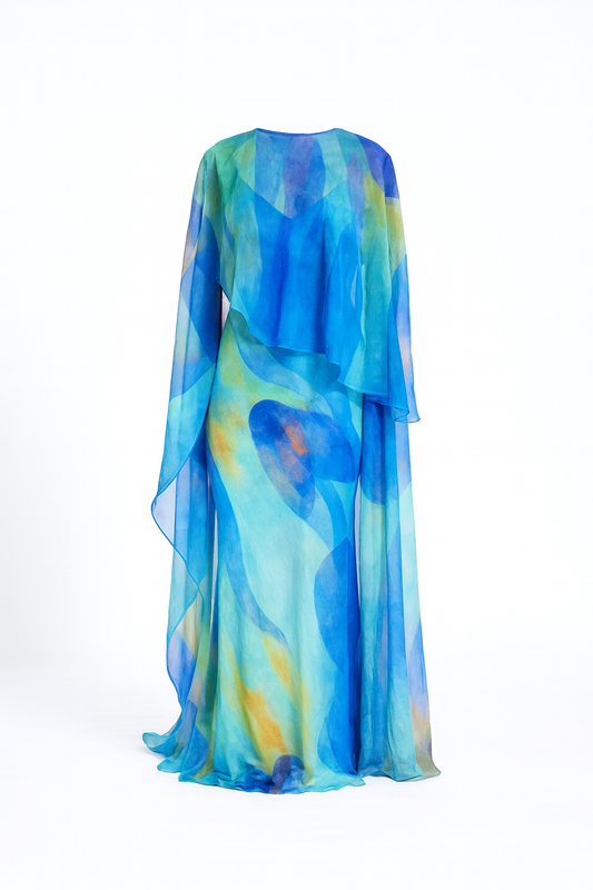 IRIS DRESS & CAPE SET - TURQUOISE CHEMI