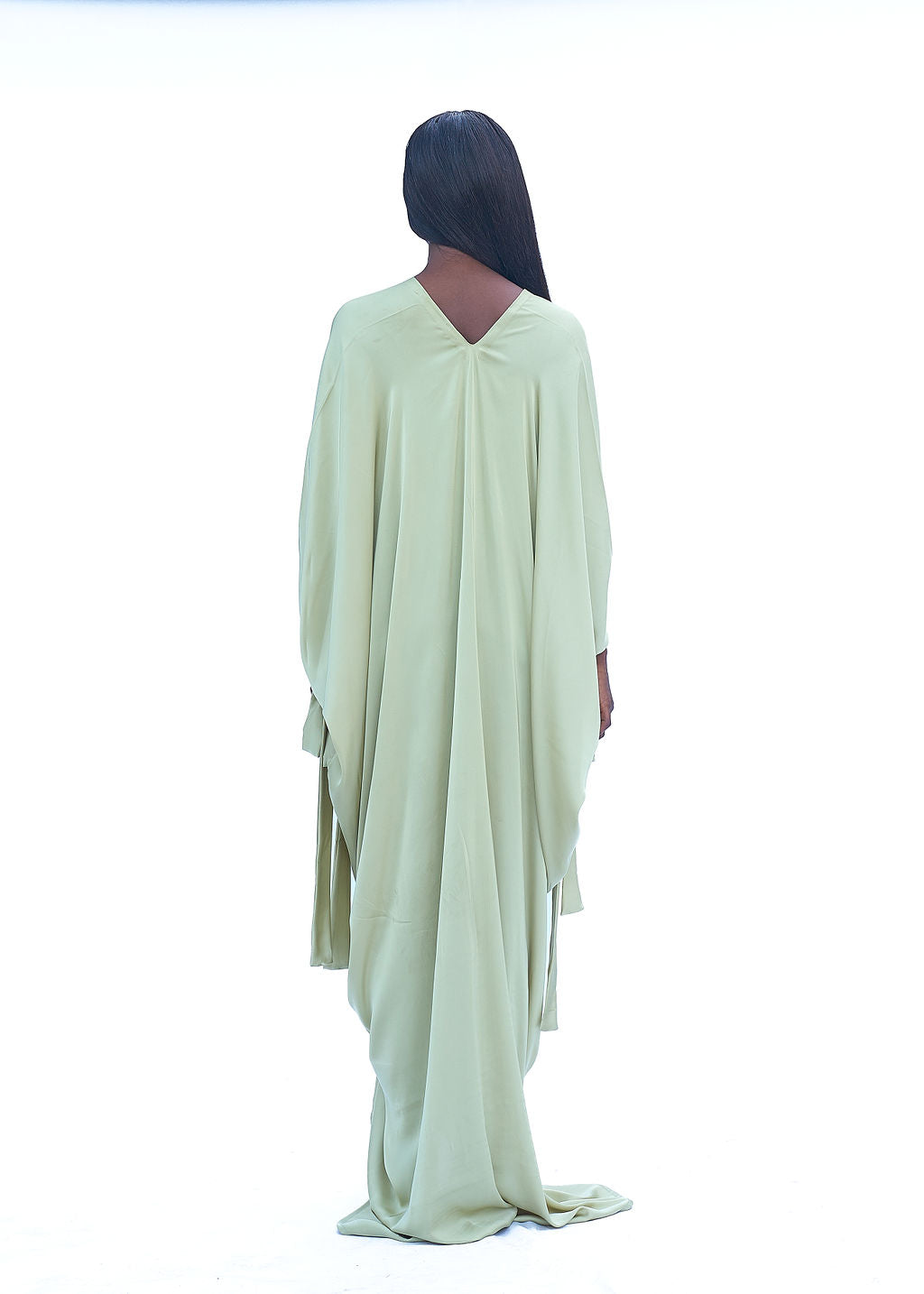 One size satin maxi dress with flowy drape and silk finish