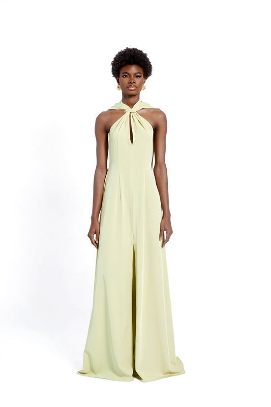 DEA HALTER DRESS-  LINT GREEN
