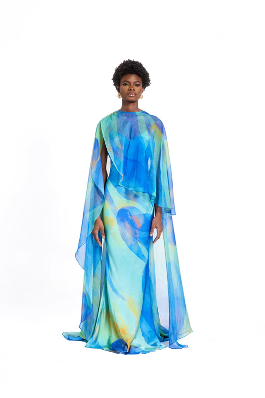 IRIS DRESS & CAPE SET - TURQUOISE CHEMI